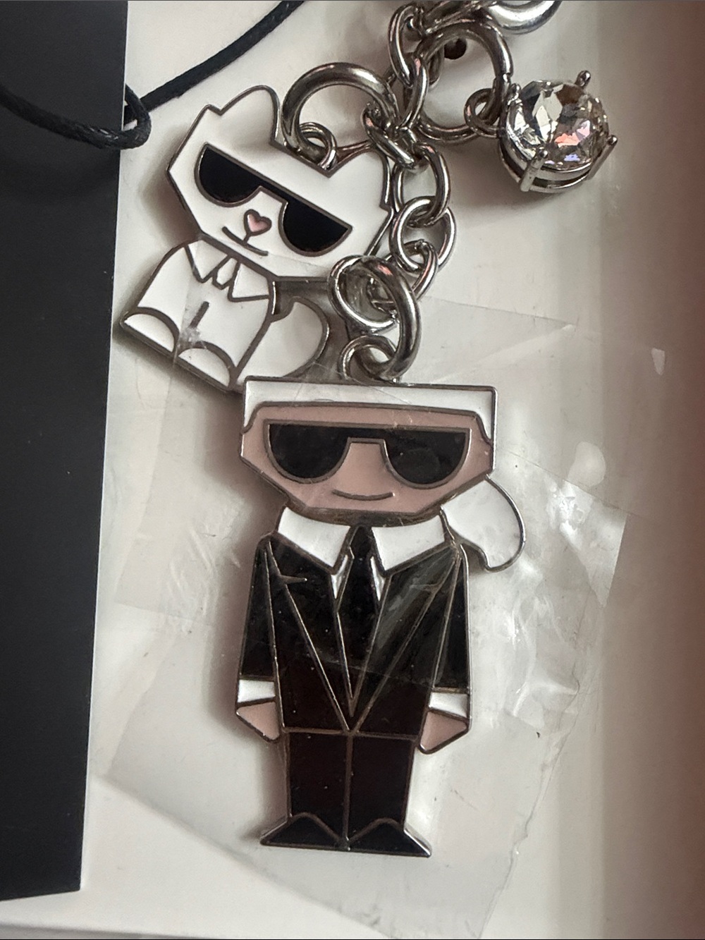 Karl Lagerfeld Black & Silver Character Charm Keychain - Men Accessories - Picture 3 of 5